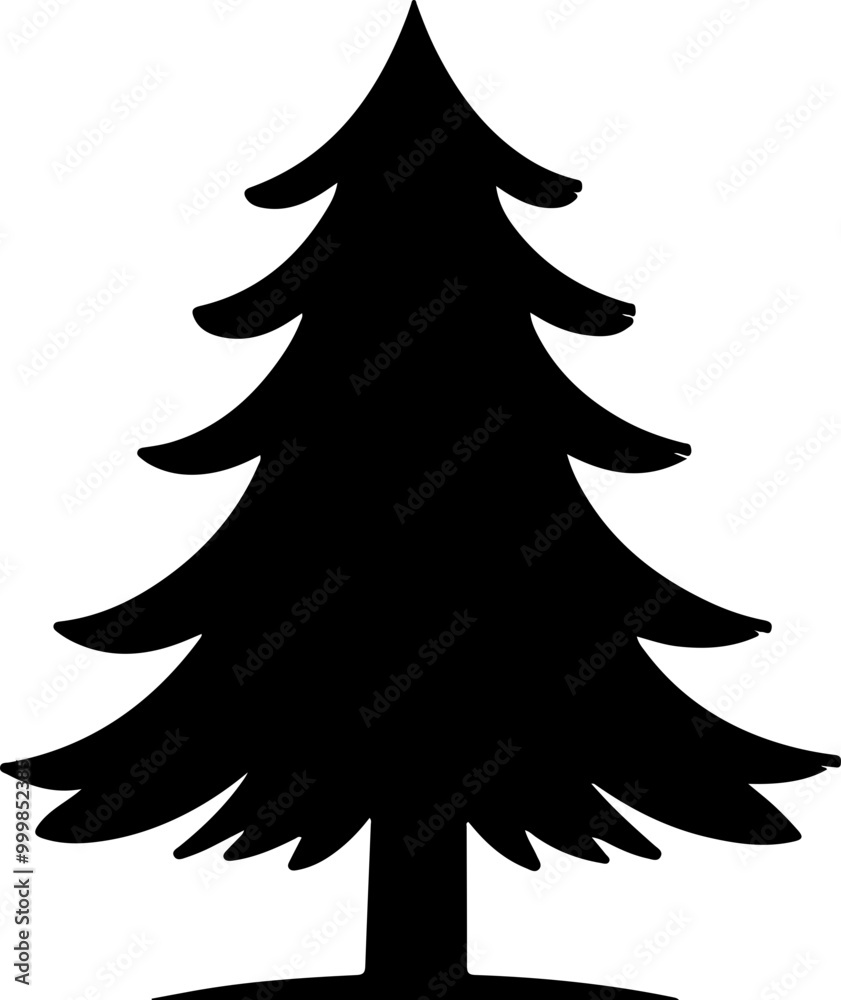 Silhouette of a Pine Tree on White Background Silhouette of a Pine Tree on White Background