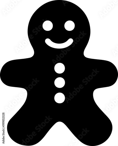 Black Silhouette Gingerbread Man Icon Vector Graphic