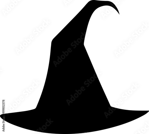 Silhouette of a Witch Hat on a White Background