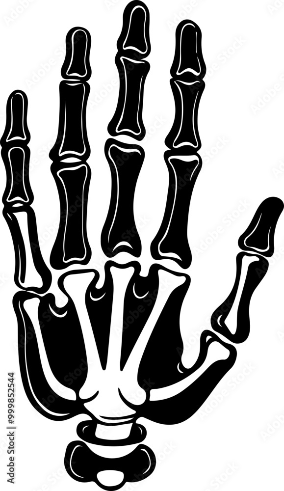 Black and White Skeleton Hand Illustration Black and White Skeleton Hand Illustration
