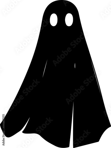 Simple Black Ghost Silhouette with Hollow Eyes