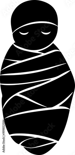 Minimalist Illustration of a Swaddled Baby
