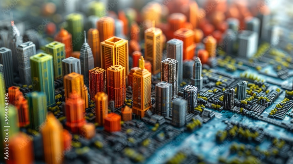 Vibrant Abstract Cityscape in Shimmering Colors Vibrant Abstract Cityscape in Shimmering Colors