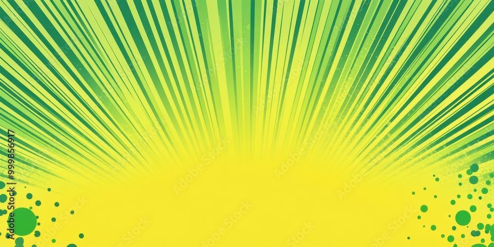 Fototapeta premium Bright Comic Rays in Green and Yellow Background