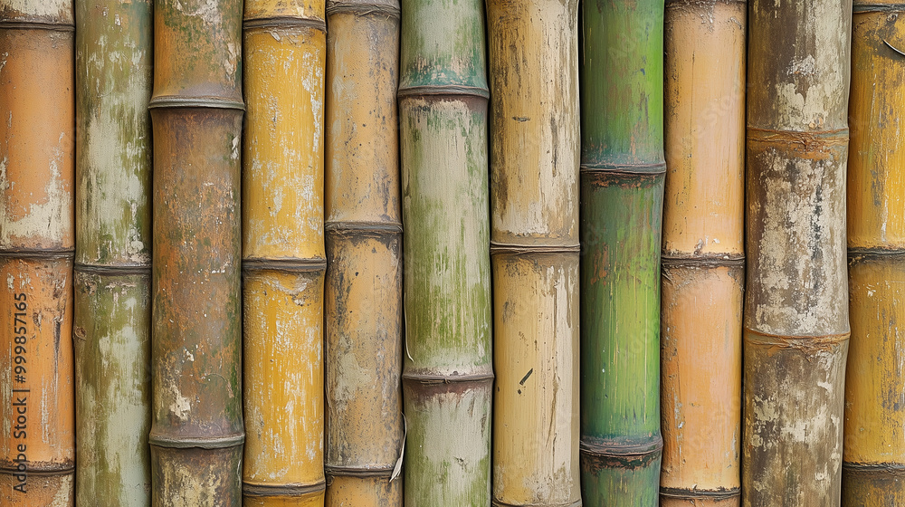 Textured Bamboo Fence Close-Up with Natural Colors Textured Bamboo Fence Close-Up with Natural Colors