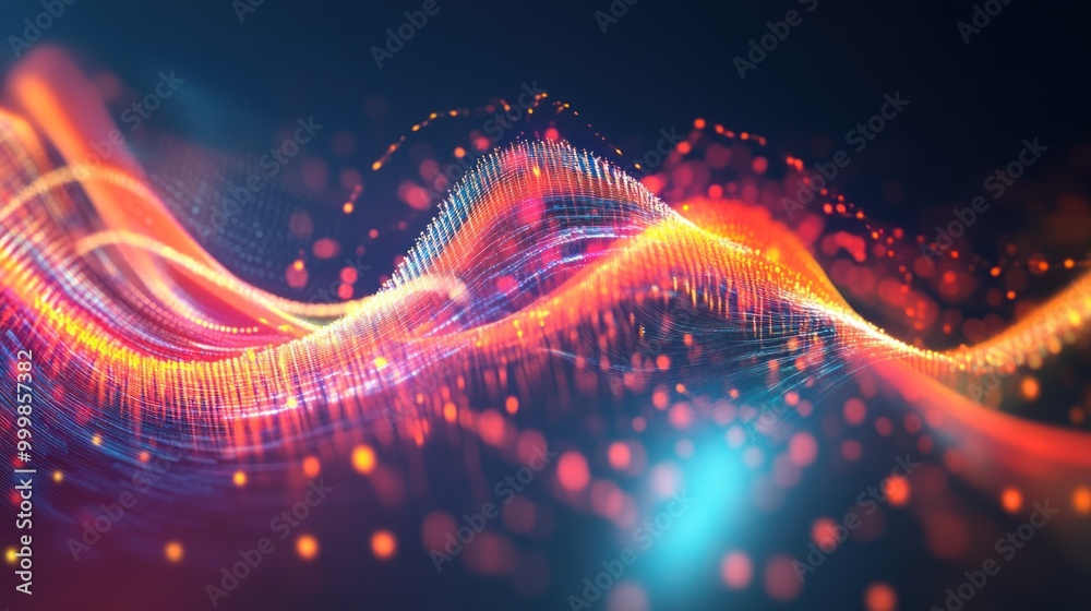 Ultra-wideband (UWB) communication visual, highlighting high-speed and low-power signal transmission for precise data transfer. Ultra-wideband (UWB) communication visual, highlighting high-speed and low-power signal transmission for precise data transfer.