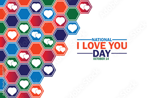 National I Love You Day wallpaper with shapes and typography, banner, card, poster, template. National I Love You Day, background