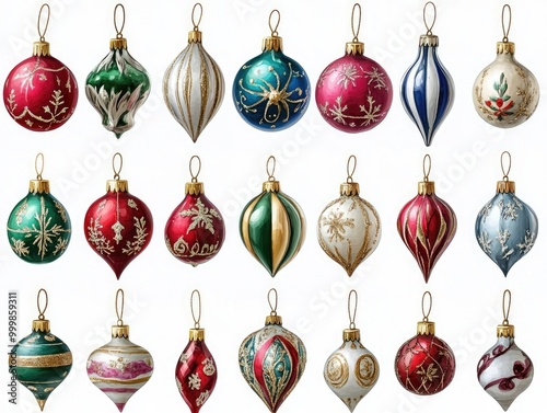 A Collection of Vintage Christmas Ornaments with Diverse Designs