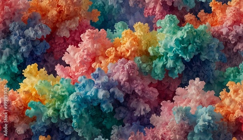 A burst of colorful clouds create a dreamy and abstract visual spectacle.