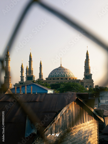 A sunset view on the mosque photo