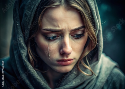 A melancholic scene capturing the essence of pity and empathy in a serene, somber environment