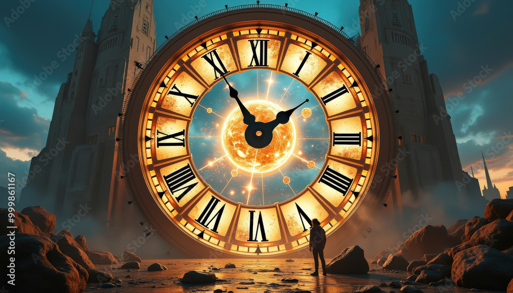 Obraz premium Une horloge mystérieuse à remontée le temps, chaque tour de clé semble ouvrir un portail vers le passé, où le temps se plie à la volonté de celui qui la possède.