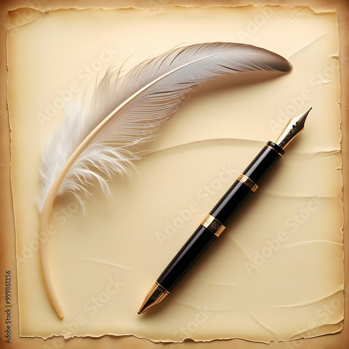 old paper and feather
