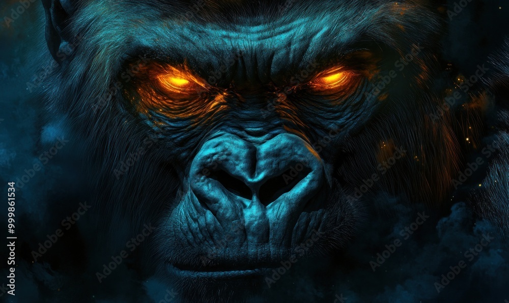 Fierce Gorilla with Glowing Eyes Fierce Gorilla with Glowing Eyes