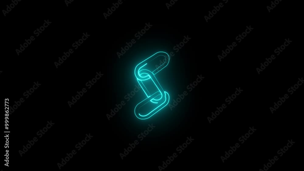 Glowing neon line Bicycle chain icon isolated. Abstract neon hyperlink line icon animation. Glowing neon line Bicycle chain icon isolated. Abstract neon hyperlink line icon animation.
