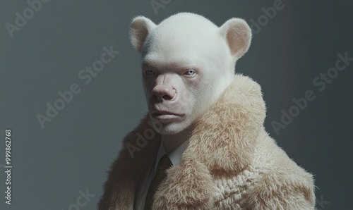 Humanimal portrait in fur coat photo