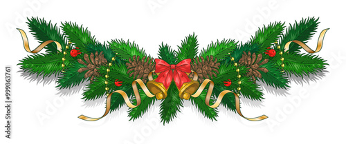 Xmas fir garland emblem colorful