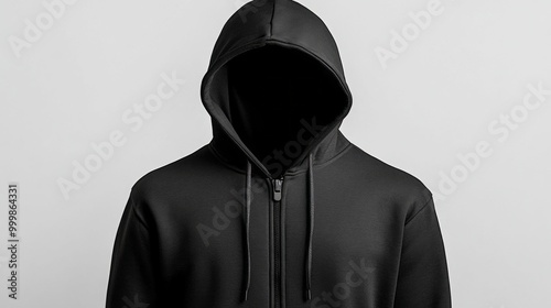 black hoodie zipper mock up on 