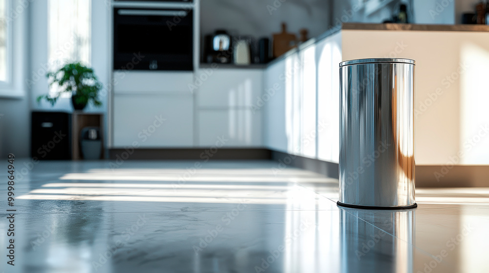 Garbage Can On Clean Kitchen Floor For Waste Disposal . Garbage Can On Clean Kitchen Floor For Waste Disposal .