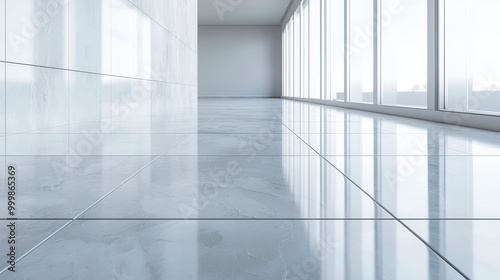 Glossy Floor Tile On Smooth Gray Surface .