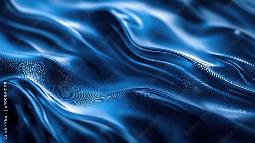 Obraz premium Abstract Wavy Blue Pattern with Shiny Texture