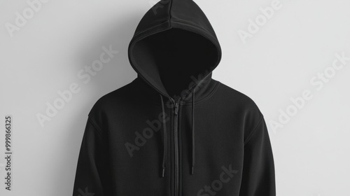 black hoodie zipper mock up on 