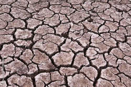 close-up drought-related soil cracks, drought caused by global warming,