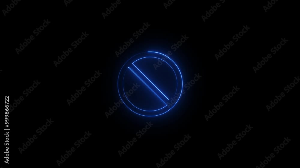 Glowing neon Ban sign animation. Not allowed sign. Glowing neon Ban sign animation. Not allowed sign.
