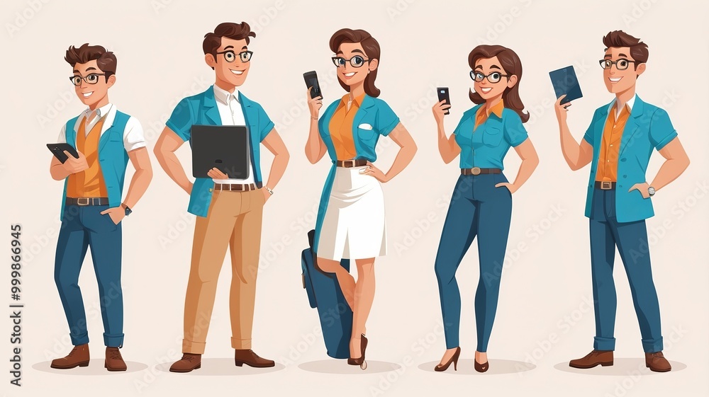 Fototapeta premium cartoon character poses