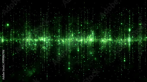 Green Sparkles Falling on Black Background