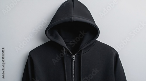 black hoodie zipper mock up on 