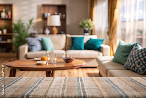 A cozy living room with a comfortable couch and a coffee table.