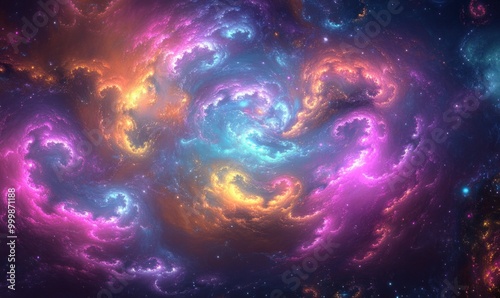 Colorful Galactic Swirls of Cosmic Nebula