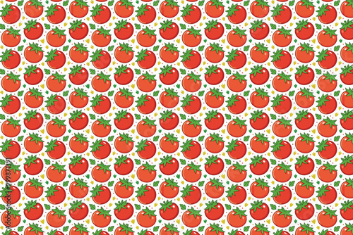 Tomatoes seamless pattern. Vector illustration in cartoon style. Vegetables background.