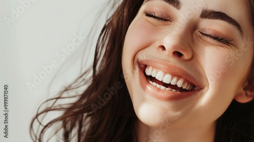 Girl smiling with perfect smile and white teeth