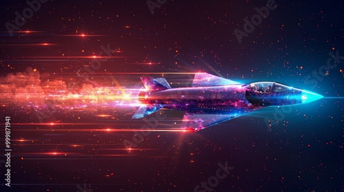 Wallpaper Mural High speed concept. Fighter jet in the form of Arrow Light out technology background Hitech communication concept innovation background, vector design Torontodigital.ca