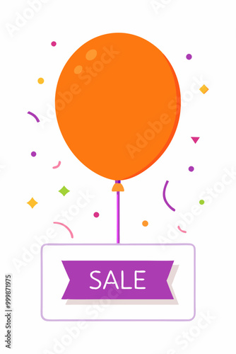 A festive illustration of a balloon with the word "SALE" attached, perfect for promotional materials, social media posts, and websites.