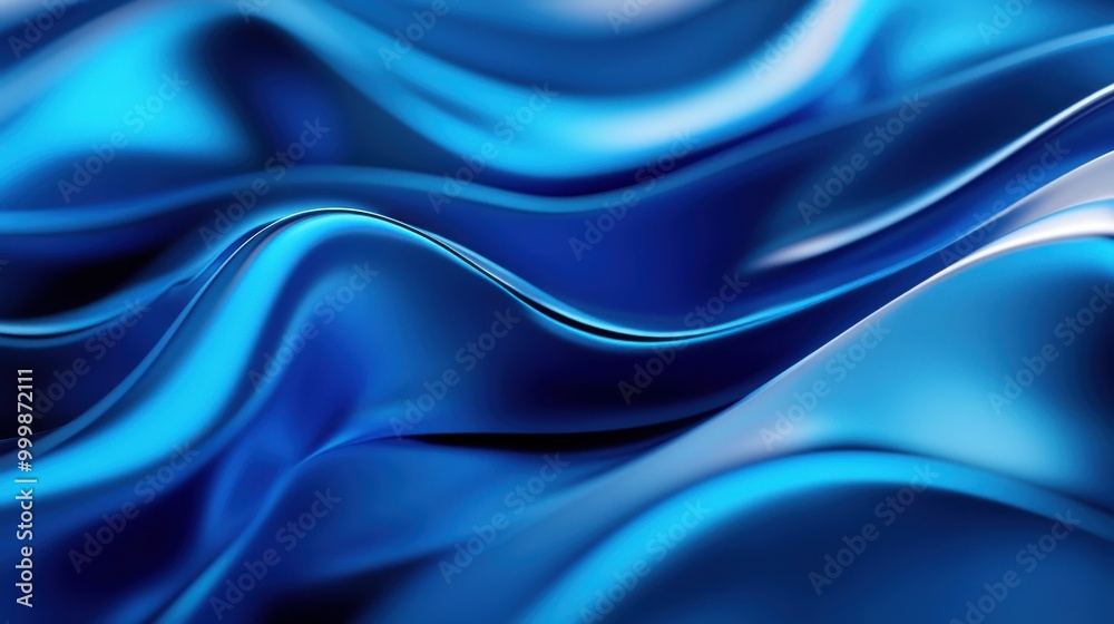 Obraz premium Abstract Blue Wavy Surface with Shiny, Glossy Texture
