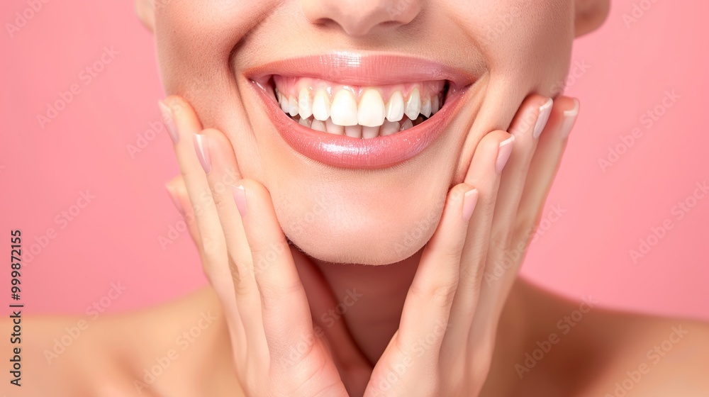 Obraz premium Girl smiling with perfect smile and white teeth