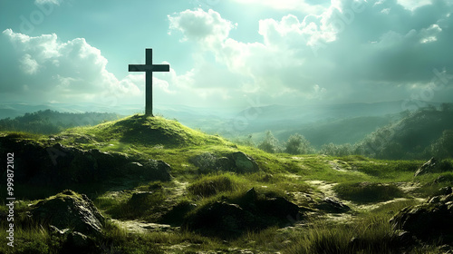 Cross on a Hilltop with Gre...