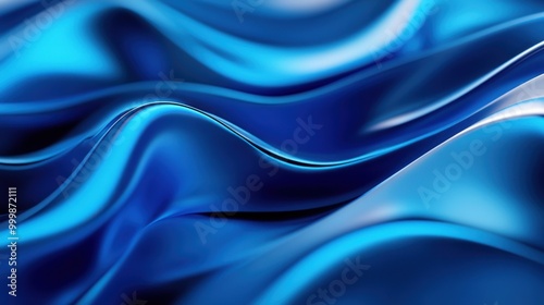 Abstract Blue Wavy Surface with Shiny, Glossy Texture photo