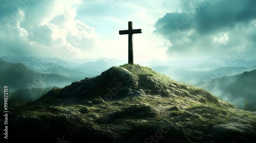 Cross Standing Tall on Moun...