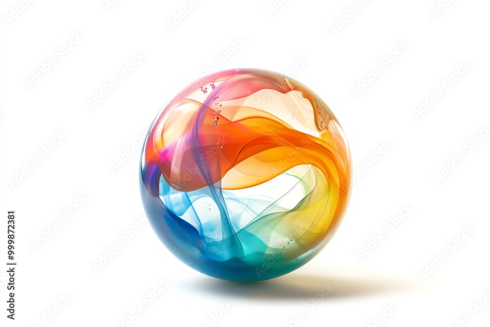 Colorful abstract sphere with flowing patterns, white isolated background. Colorful abstract sphere with flowing patterns, white isolated background.