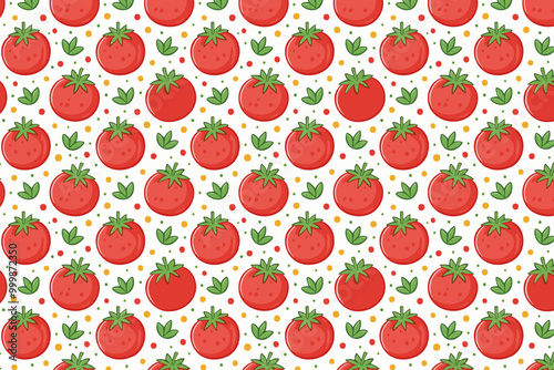Seamless pattern with red tomatoes on white background. Vector illustration.