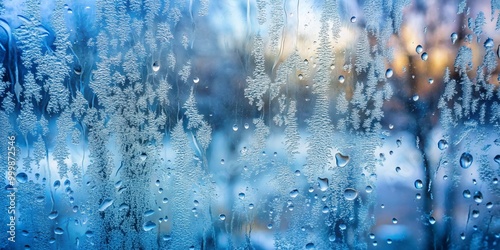 Foggy Glass Texture with Winter Background photo