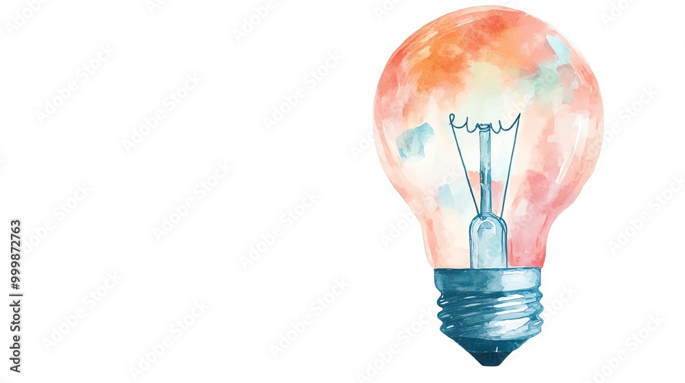 Watercolor light bulb illustration on a white isolated background. Watercolor light bulb illustration on a white isolated background.