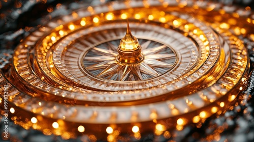 Wallpaper Mural A Glittering Wheel of Fortune Embellished with sparkling facets and adorned with warm, golden lights, a wheel of destiny awaits its spin. Torontodigital.ca