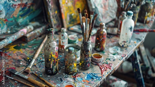 Artist's Workspace: A Colorful Symphony of Creativity