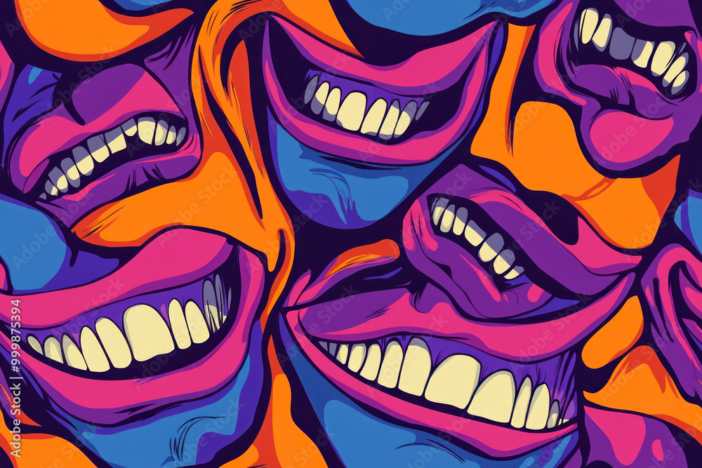 Obraz premium Joker laugh HA HA background. Laughter texture for halloween.