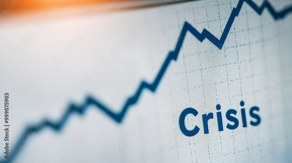 Graph showing crisis with upward trend on financial chart. Graph showing crisis with upward trend on financial chart.